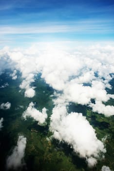 Cloudscape. Blue sky and white cloud. Sunny day. Cumulus cloud .