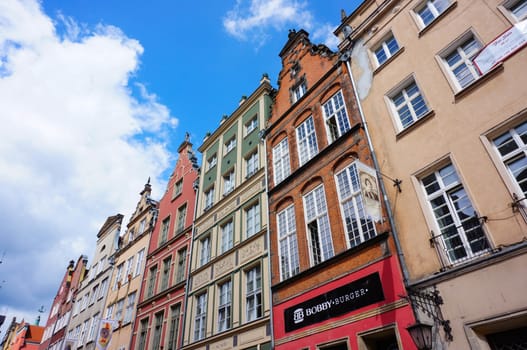 GDANSK, POLAND - JULY 29, 2015: High colorful buildings at the city center