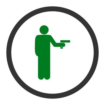 Robbery glyph icon. This rounded flat symbol is drawn with green and gray colors on a white background.