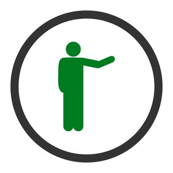 Show glyph icon. This rounded flat symbol is drawn with green and gray colors on a white background.