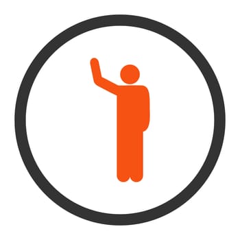 Hello glyph icon. This rounded flat symbol is drawn with orange and gray colors on a white background.