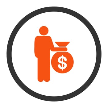 Investor glyph icon. This rounded flat symbol is drawn with orange and gray colors on a white background.