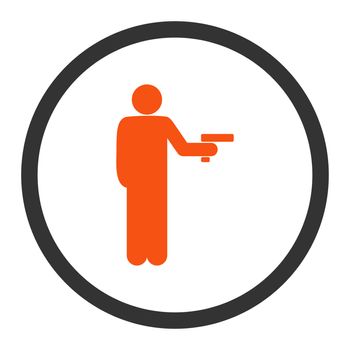 Robbery glyph icon. This rounded flat symbol is drawn with orange and gray colors on a white background.
