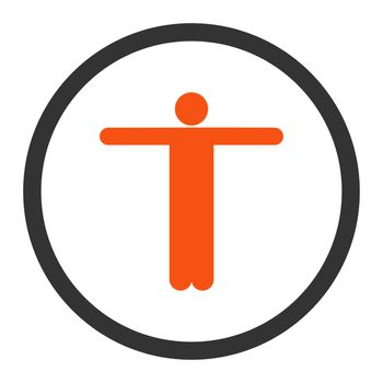 Scarecrow glyph icon. This rounded flat symbol is drawn with orange and gray colors on a white background.