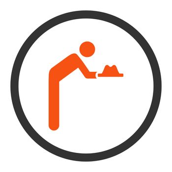 Servant glyph icon. This rounded flat symbol is drawn with orange and gray colors on a white background.
