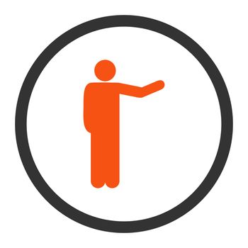 Show glyph icon. This rounded flat symbol is drawn with orange and gray colors on a white background.