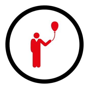 Holiday glyph icon. This rounded flat symbol is drawn with intensive red and black colors on a white background.