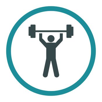 Power lifting glyph icon. This rounded flat symbol is drawn with soft blue colors on a white background.