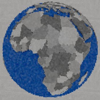 Drawing of Africa on globe, dotted illustration