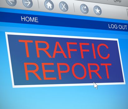 Illustration depicting a computer screen capture with a traffic report concept.