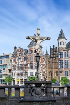 Crucifix located in the Het Steen Castle in Antwerp, Belgium