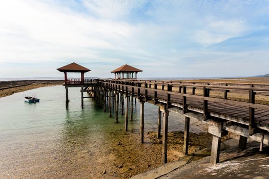 wooden walkway in sea with view point, North Sulawesi, Manado, Indonesia