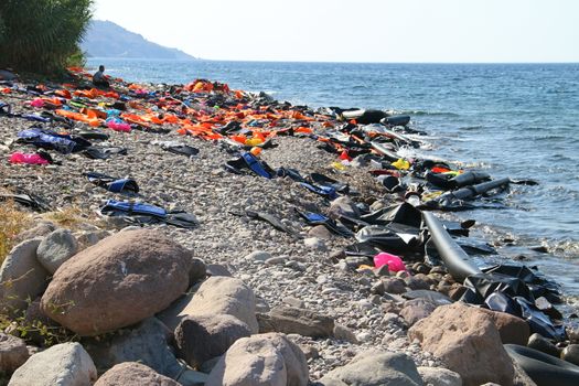 GREECE, Lesbos: Scenes of arrival in Lesbos, marking the beginning of a long and difficult journey through Europe for thousands of refugees, taken 4th-10th September, 2015. 