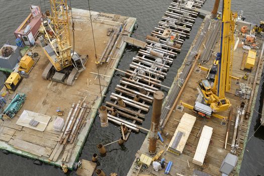 Fragment view of the bridge under reconstruction.