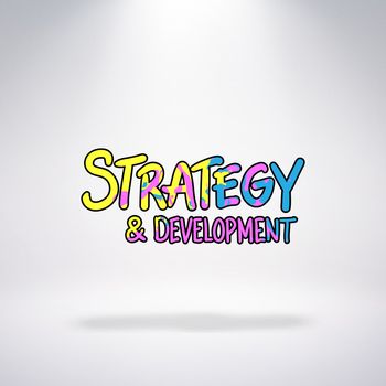 strategy and development against grey background