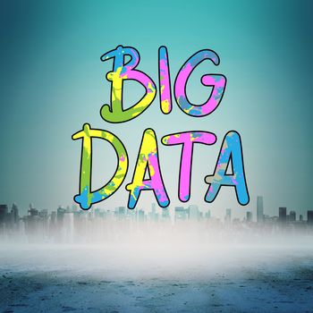 big data against cityscape on the horizon