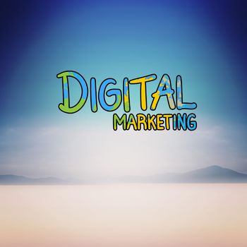 digital marketing against serene landscape