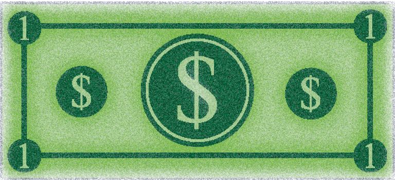 Cartoon money illustration, dollar banknote, paper bill. 