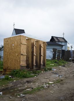 FRANCE, Calais: Hygiene facilities are seen at the New Jungle refugee and migrant camp near Calais, France, on September 17, 2015.	Refugees and migrants trying to enter the UK from France are facing dropping temperatures and poor sanitation at the makeshift camp.