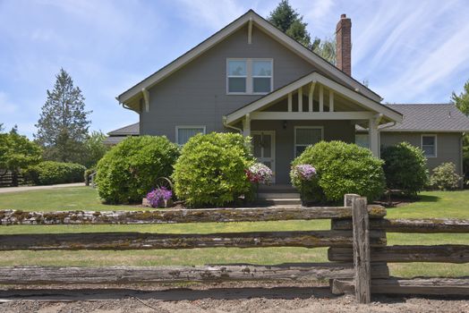 Country home and flower decoration in rural Oregon.