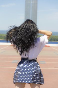 Photo of European woman with black hairs