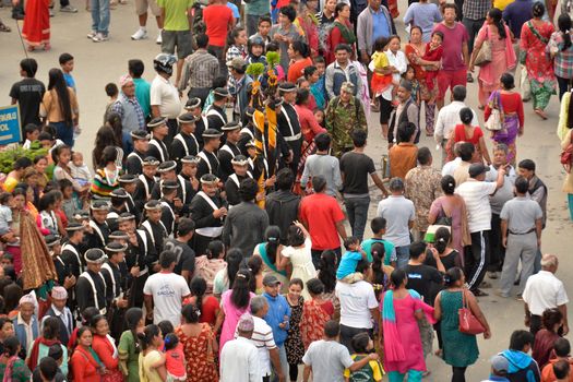 NEPAL, Patan: Hindu and Buddhist devotees celebrate the festival of Rato Machindranath in Patan, Nepal on September 22, 2015. The festival takes place each April, but was delayed this year after a devastating earthquake damaged the chariot that devotees pull through the area in the hope of securing a good harvest.