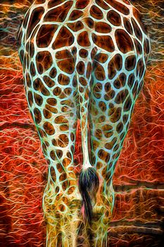 Tail of the Giraffe from Behind Abstract Neon Effect Portrait