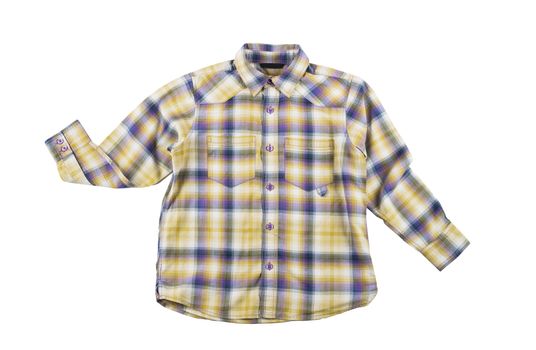 clean ironed plaid boy's shirt Isolated on white background