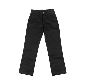 Black cotton denim trousers for men or boy, pants for school uniforms, holidays, celebrations isolated on white background