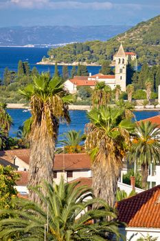 Town of Vis waterfront church view, Dalmatia, Croatia