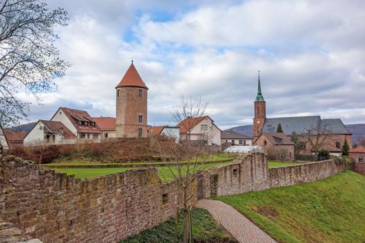 Fortress named Bergfeste Dilsberg - ruins on a hilltop overlooking the Neckar valley