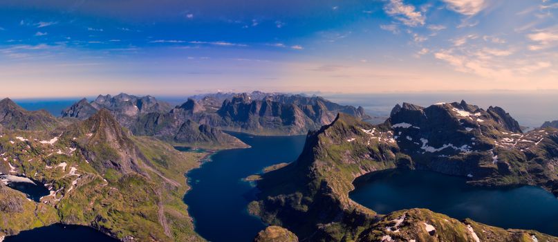 Panorama of beautiful Lofoten islands in Norway