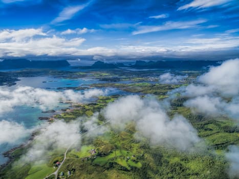 Scenic view of Leknes area on Lofoten islands in Norway