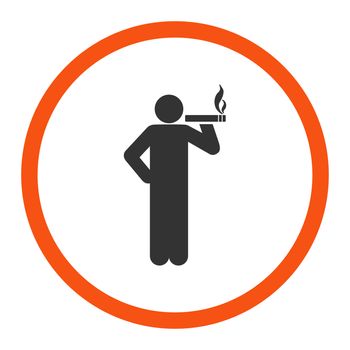Smoking glyph icon. This rounded flat symbol is drawn with orange and gray colors on a white background.