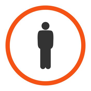 Standing glyph icon. This rounded flat symbol is drawn with orange and gray colors on a white background.