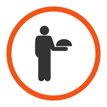 Waiter glyph icon. This rounded flat symbol is drawn with orange and gray colors on a white background.