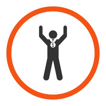 Winner glyph icon. This rounded flat symbol is drawn with orange and gray colors on a white background.