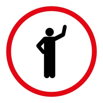 Assurance icon. This rounded flat symbol is drawn with intensive red and black colors on a white background.