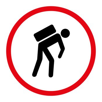 Courier icon. This rounded flat symbol is drawn with intensive red and black colors on a white background.