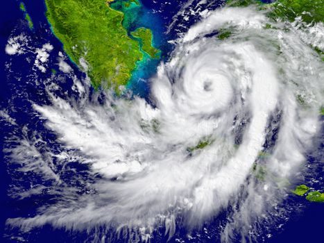 Huge hurricane over Southeast Asia. Elements of this image furnished by NASA