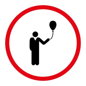 Holiday icon. This rounded flat symbol is drawn with intensive red and black colors on a white background.