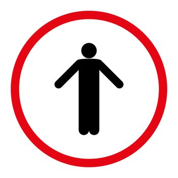 Ignorance icon. This rounded flat symbol is drawn with intensive red and black colors on a white background.