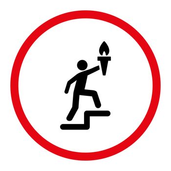 Leader icon. This rounded flat symbol is drawn with intensive red and black colors on a white background.