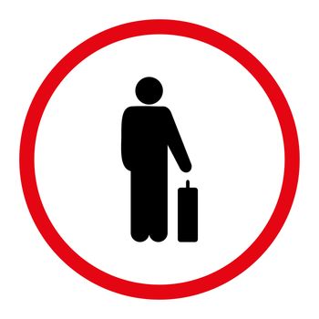Passenger icon. This rounded flat symbol is drawn with intensive red and black colors on a white background.
