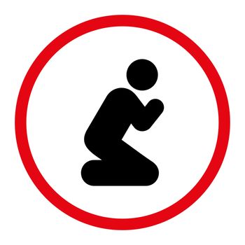 Pray icon. This rounded flat symbol is drawn with intensive red and black colors on a white background.