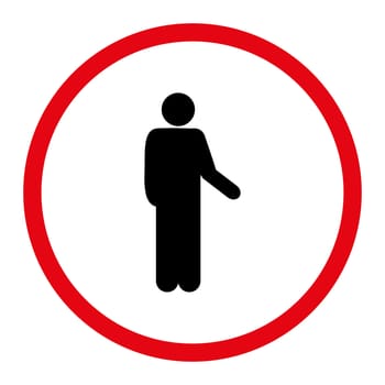 Relax icon. This rounded flat symbol is drawn with intensive red and black colors on a white background.