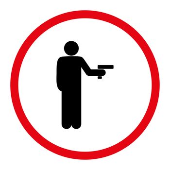 Robbery icon. This rounded flat symbol is drawn with intensive red and black colors on a white background.