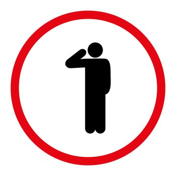 Salute icon. This rounded flat symbol is drawn with intensive red and black colors on a white background.