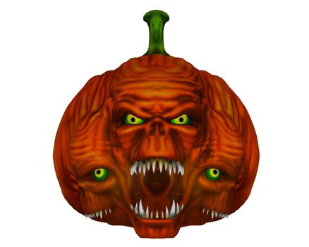 Halloween pumpkin isolated in white background - 3D render