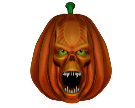Halloween pumpkin isolated in white background - 3D render